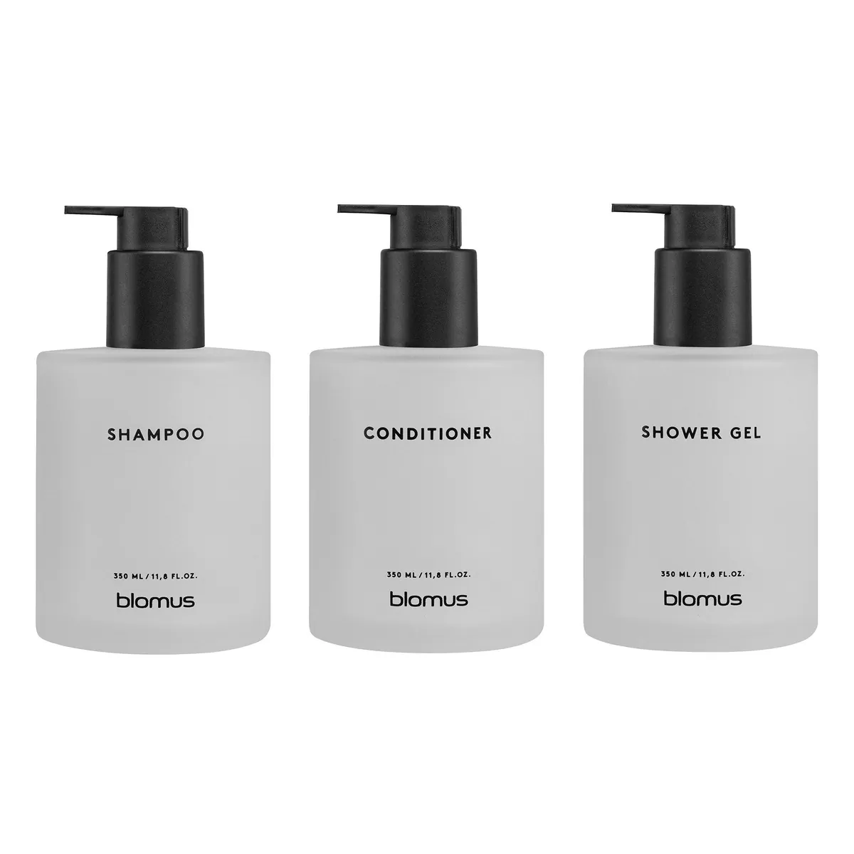 Blomus KIREI Seifenspender 3er Set, stilvolle Glasflaschen mit Wandhalterung