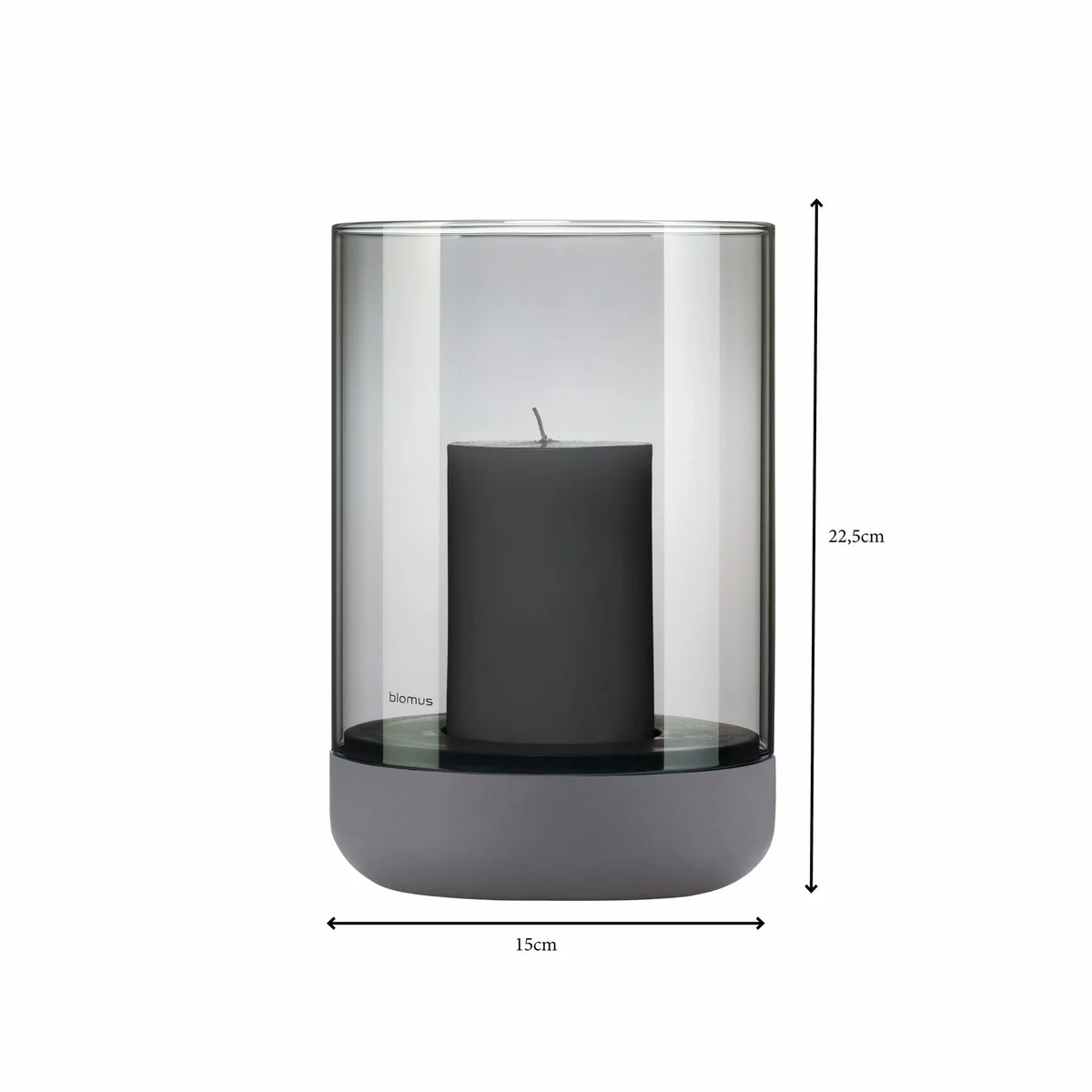 Blomus CALMA Windlicht Set, eleganter Glaszylinder mit Betonsockel 4
