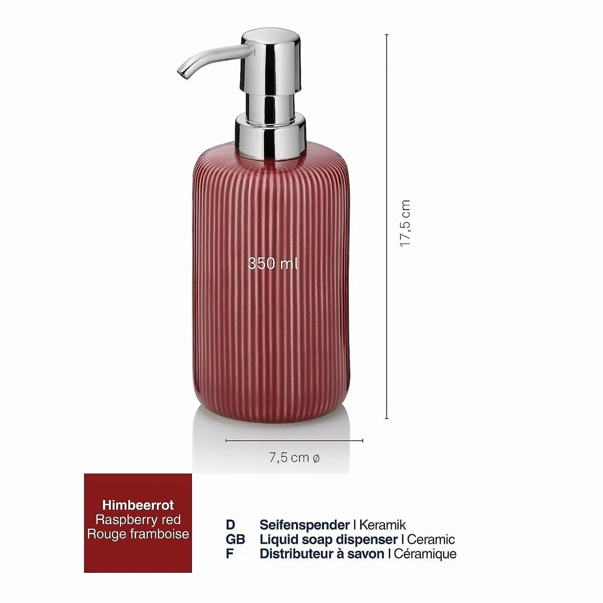 Kela Ava Seifenspender, elegante Keramik, 350 ml, austauschbarer Pumpkopf 3