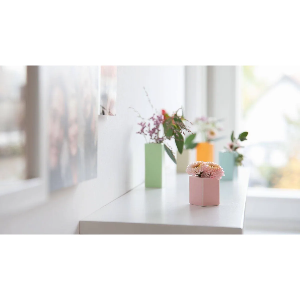 Remember Dekovase 5er-Set, bunte Porzellan-Vasen, vielseitige Dekoration, ideal für frische Blumen 5