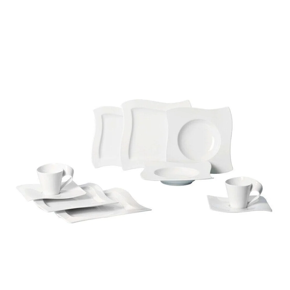 Villeroy & Boch Geschirr-Set Basic-Set 30-tlg. NewWave, elegantes Design, spülmaschinenfest, für 6 Personen