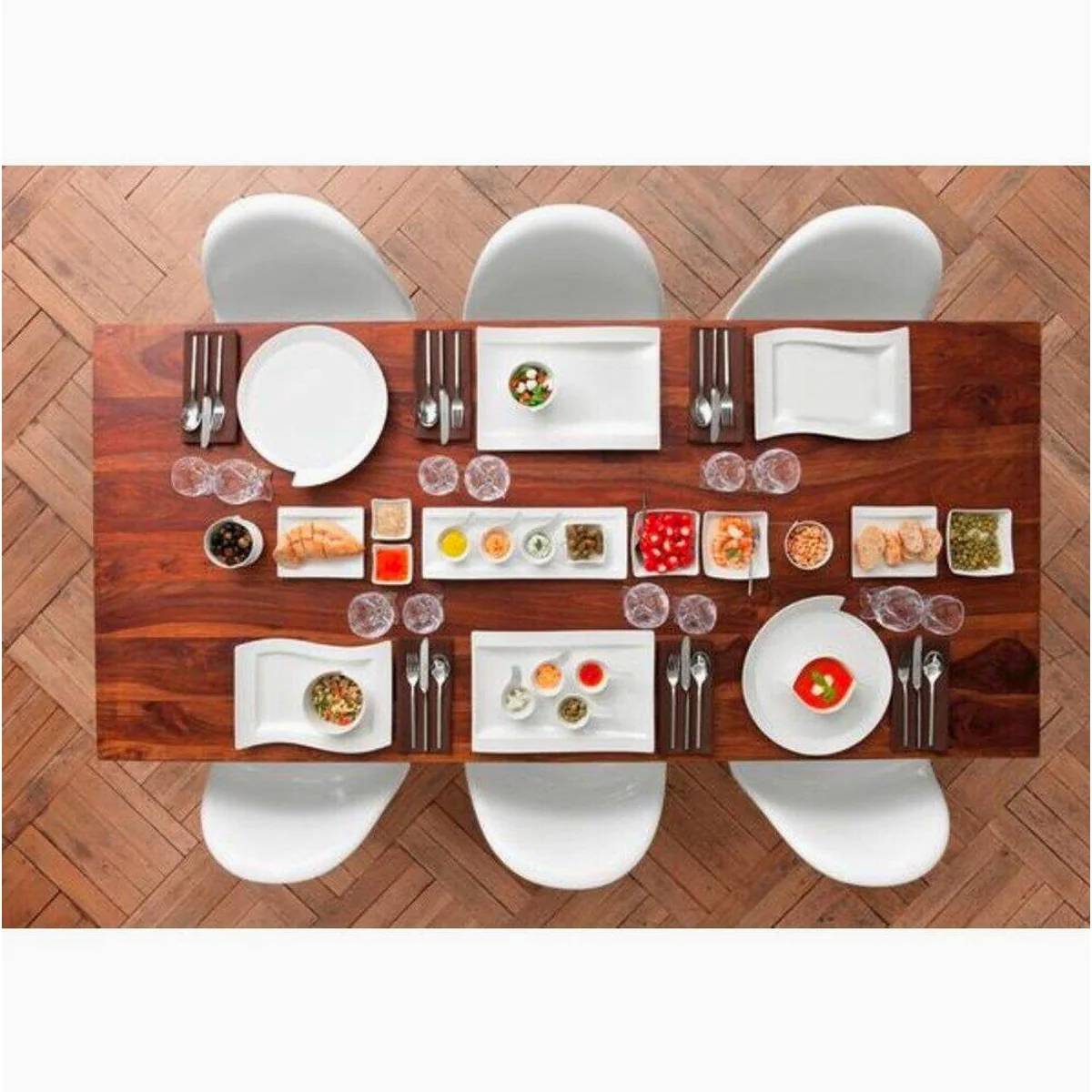 Villeroy & Boch Geschirr-Set Basic-Set 30-tlg. NewWave, elegantes Design, spülmaschinenfest, für 6 Personen 2