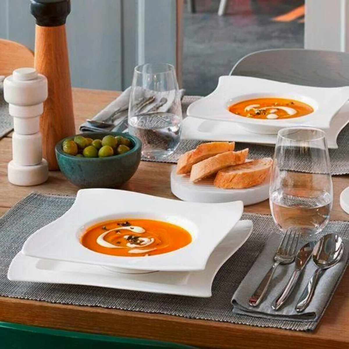 Villeroy & Boch Geschirr-Set Basic-Set 30-tlg. NewWave, elegantes Design, spülmaschinenfest, für 6 Personen 3