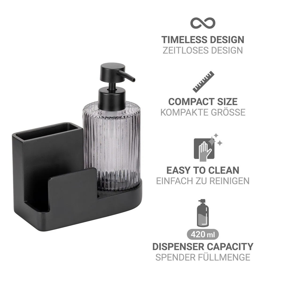 WENKO Küchenorganizer-Set Pina, 2-tlg, robustes Design, herausnehmbarer Glasspender 4
