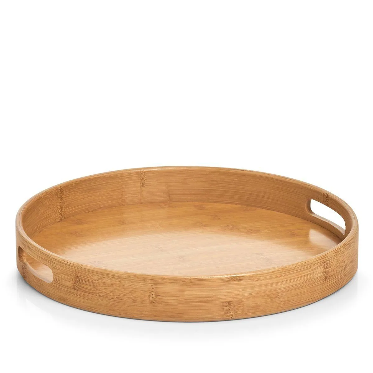 Zeller Present Tablett, Bambus, rutschfester Rand für sicheren Halt — Ø 38 cm