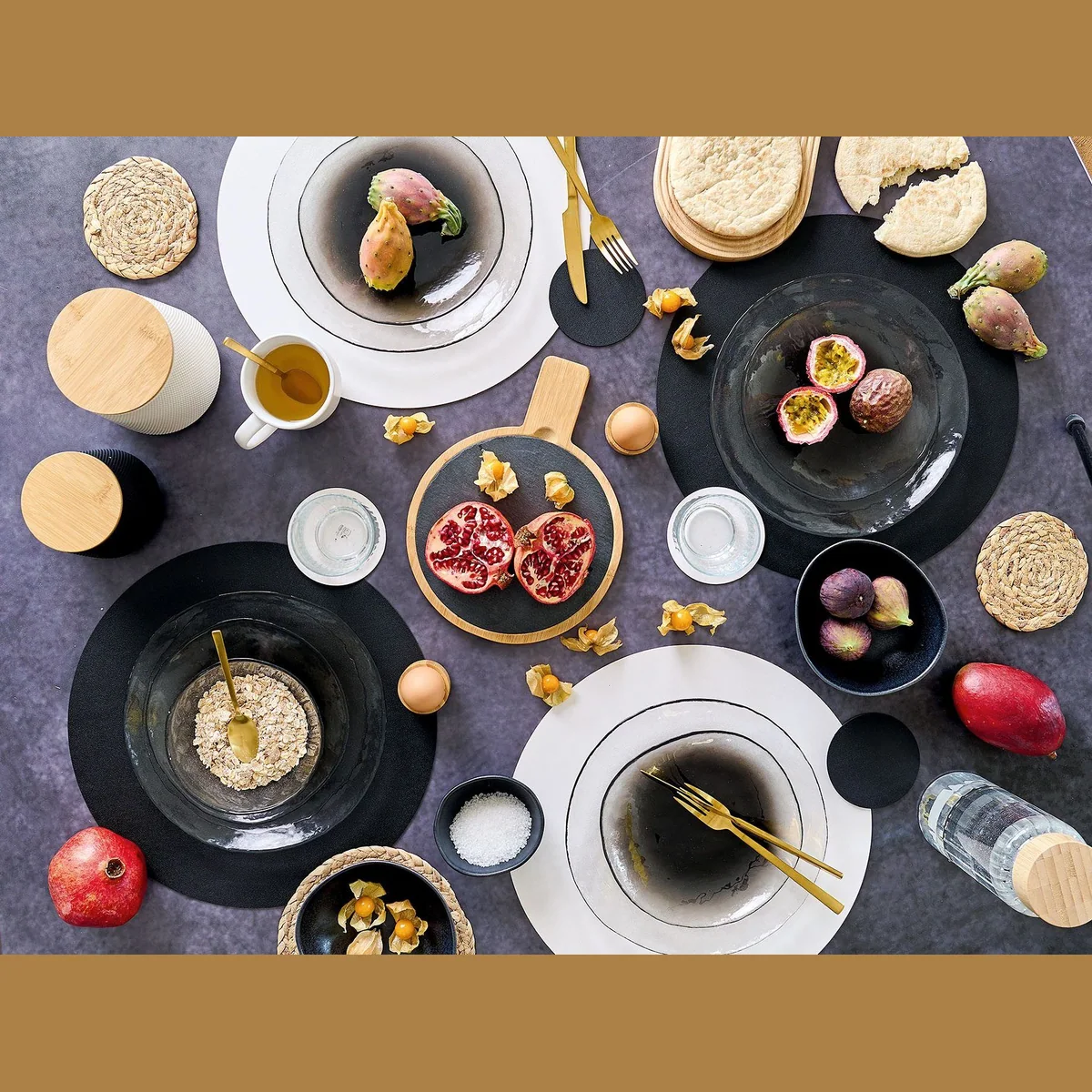 Zeller Present Vorratsdosen Set, edles Design aus Bambus und Keramik 3